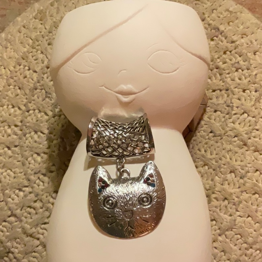 Cat necklace slide/scarf cuff